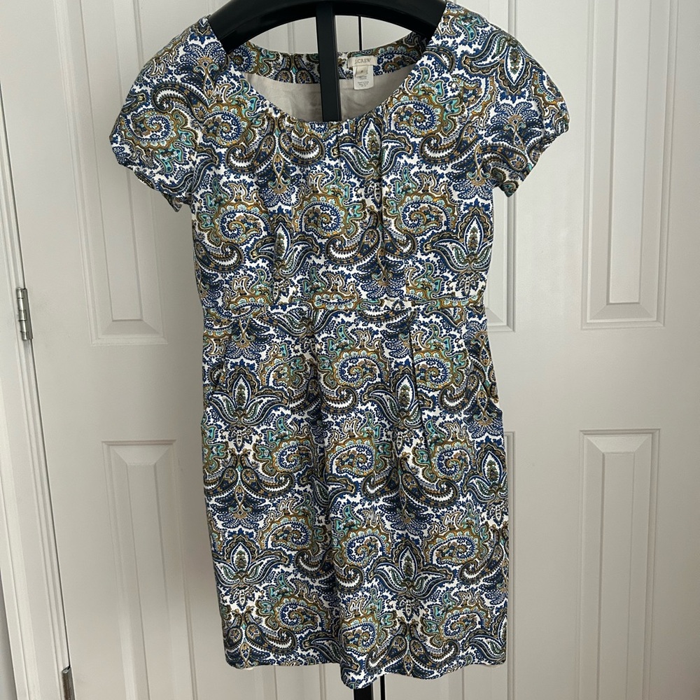 J. Crew Mini Dress with Blue and Green Paisley